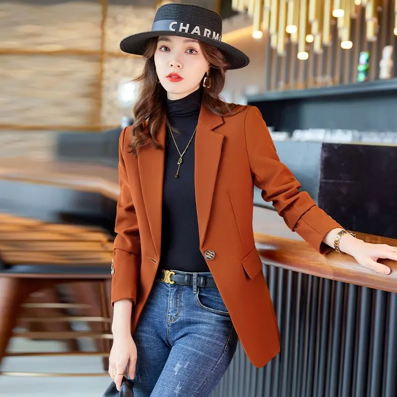 UNXX Professional Long-Sleeved Suit Women Elegant Temperament Black Fashion Autumn Winter New Single Buckle Coats Women Clothing