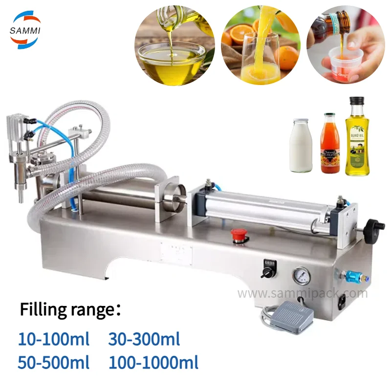 Semi Automatic Pneumatic Piston Filler Milk Juice Shampoo Lotion Detergent Edible Cooking Oil Bottle Jar Can Filling Machine