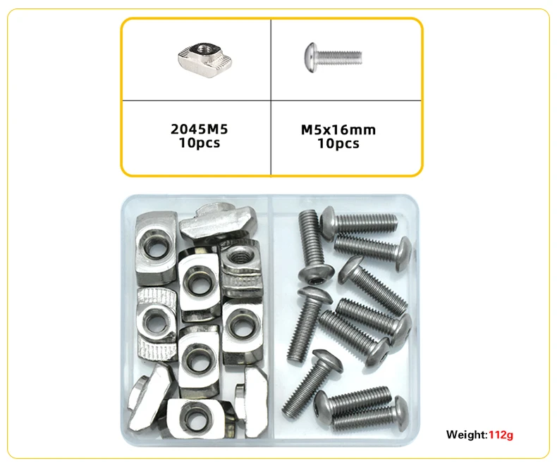 2020 3030 Slot T-Mutter M3 M4 M5 M6 T Schienenmutter und Sechskantschrauben-Set Hammerkopf T-Gleitmutter-Schraubensatz für Aluminium-Profil-Anschluss – Detail 12