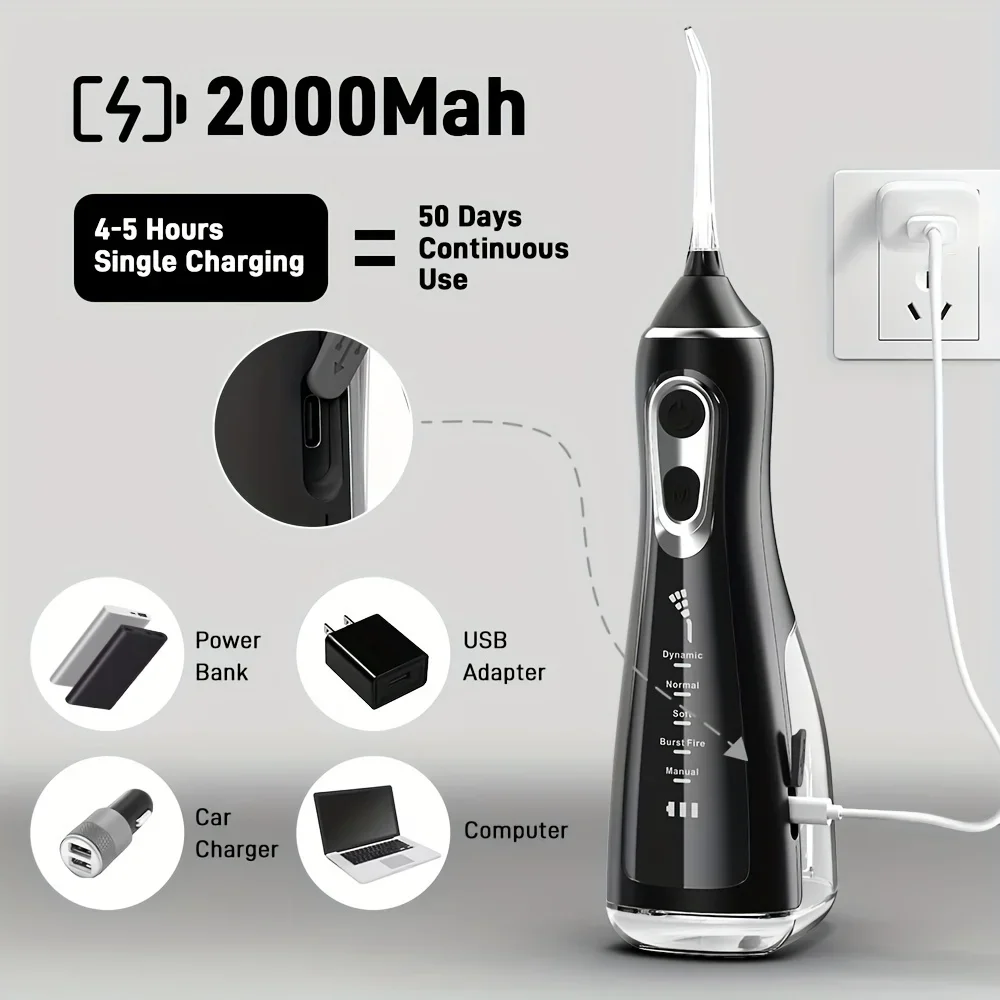 Deep Cleaning Water Flosser, Rechargeable Portable Oral Irrigator, IPX7 High Quality, Suitable for Daily Teeth Care