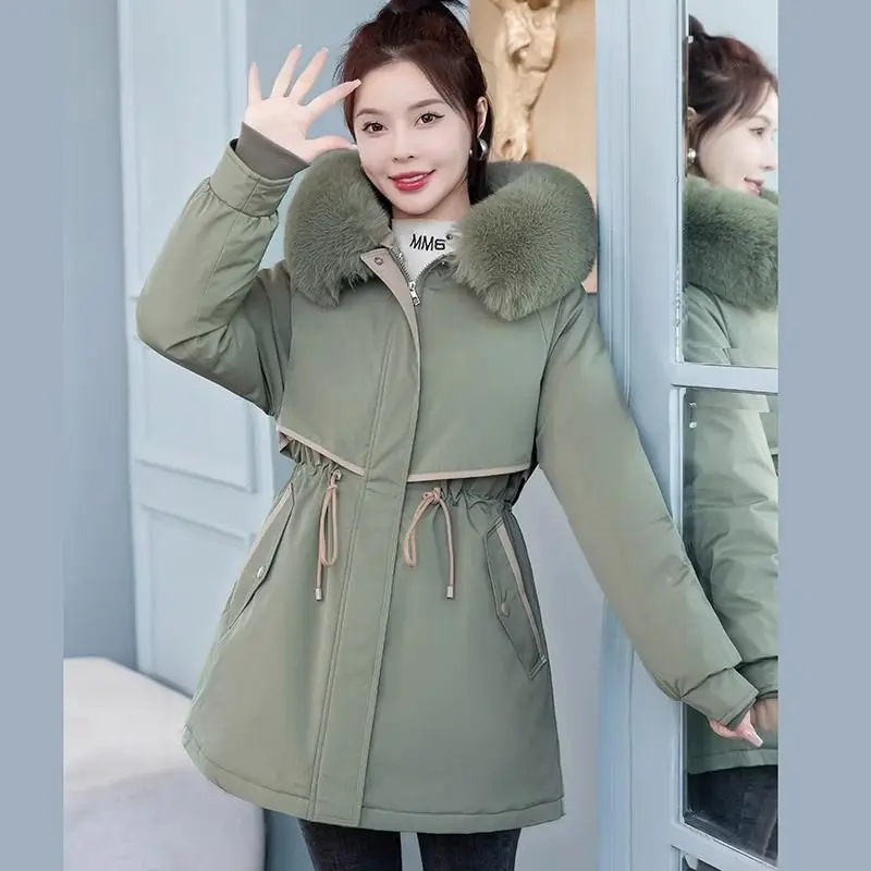 2026 Winter Short Coat Women's Detachable Inner  Three Ways to Wear Large Fur Collar Off-season Cotton Clothes
