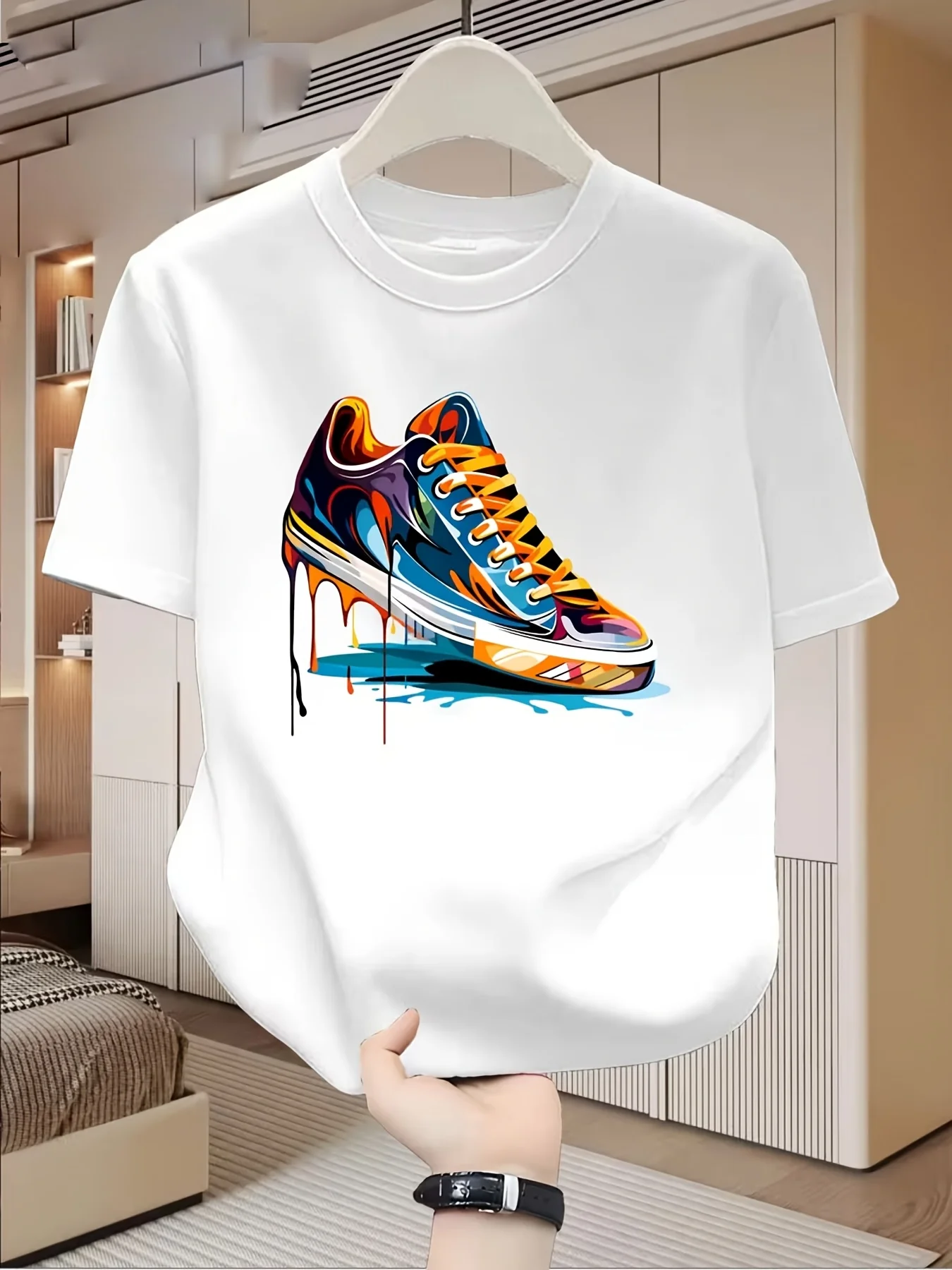 

Men's Cotton T-shirt Men's and Women's Universal All-match Cotton Round Neck Y2K Retro Trend Pattern Printed Short Sleeve