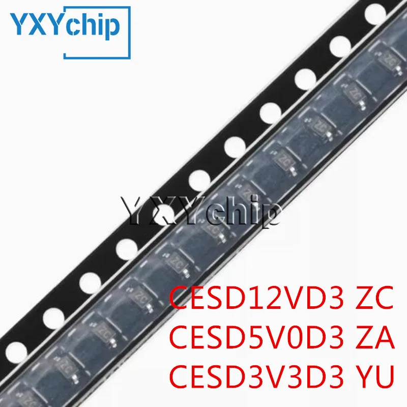 50PCS CESD12VD3 ZC CESD5V0D3 CESD3V3D3 YU SOD-323 12V 5V 3.3V SMD 3.3V 5.0V UNIDIRECTIONAL ESD ไดโอด