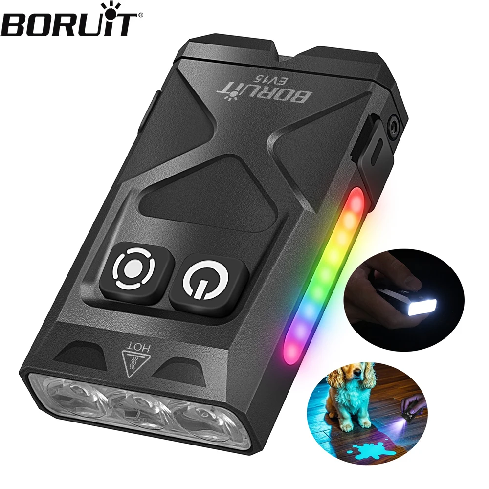 

BORUiT EV15 EDC Flashlight Keychain Light 1000LM Portable Mini Torch Type-C Charging Magnet Work Light Camping Pocket Lantern
