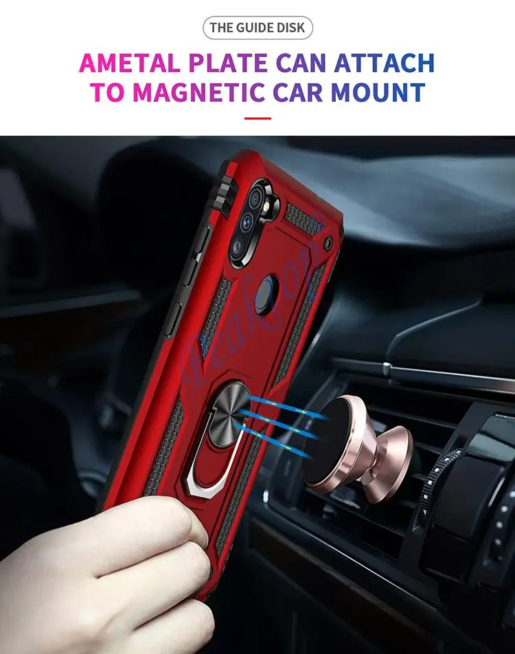 for Samsung Galaxy M11 Armor Shockproof Case for Samsung Galaxy M11 M 11 Military Drop Protective Car Holder Ring Case Cover