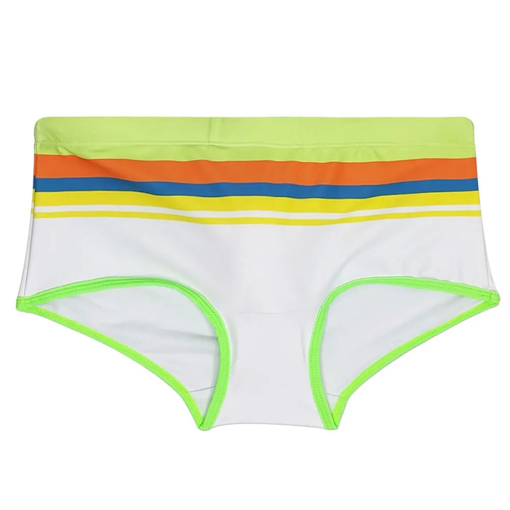 

2026cross-border men's color strip printing with cup boxer swimsuit men's four-corner swimsuit foreign trade men 245-1