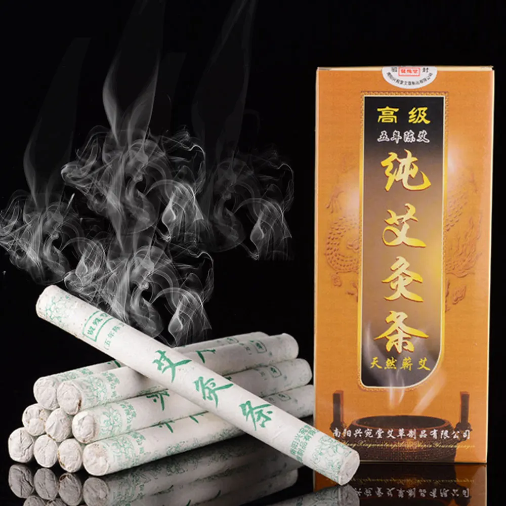 

HDRSMTMED 10 Pure Moxa Stick Rolls Burn Wood - Traditional Chinese Massage Therapy For Antistress & Acupuncture