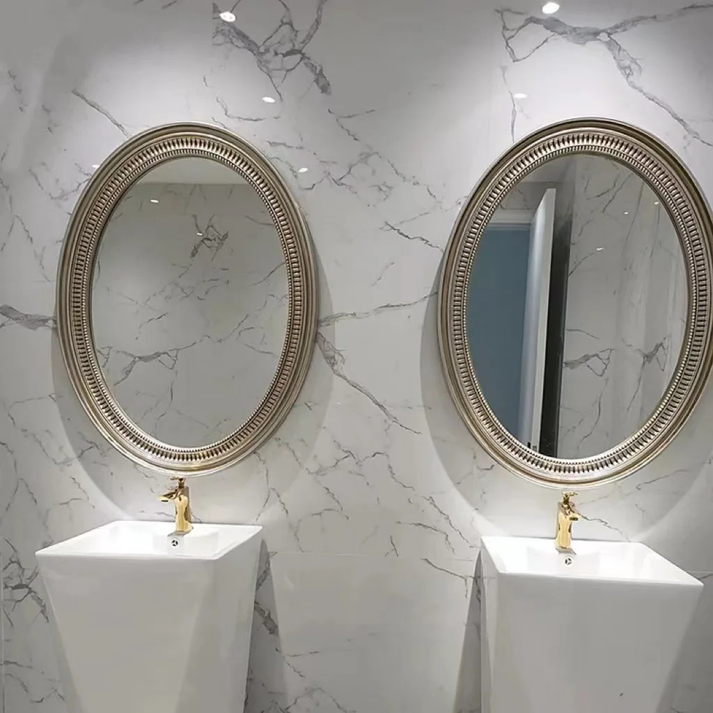 Simple oval bathroom mirror European photo frame barber shop vanity makeup mirror