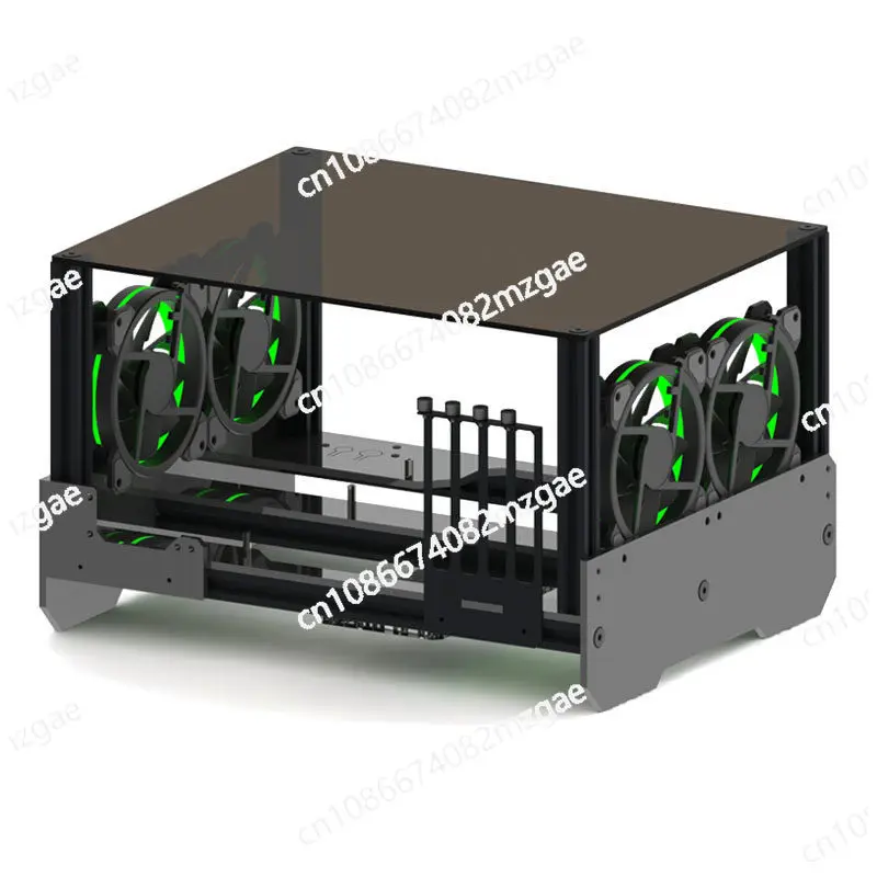 DIY Acrylic Aluminum Flat Open Water Cooled Sea View Room Computer Frame Dual Way Server Transparent Host Box