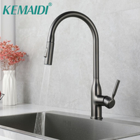 KEMAIDI Gray Kitchen Faucet with Pull Down Sprayer High Arc Stainless Steel 360 Swivel Kitchen Sink Faucets Deck Mounted Chrome