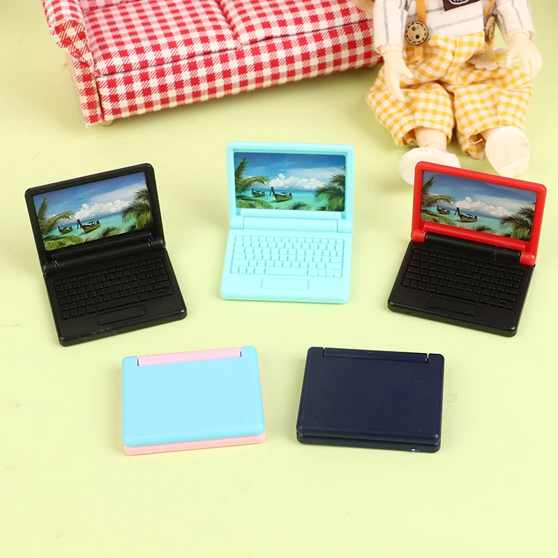 1:12 Dollhouse Miniature Modern Computer Foldable For Children Toy Furniture for Dolls Laptop Doll House Decoration Accessories