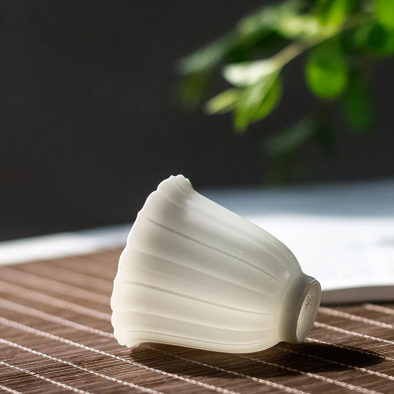 فنجان الشاي الصيني Dehua Suet اليشم الخزف الأبيض اليدوية رائعة كوب رئيسي الكونغ فو كوب صغير كوب شاي #4