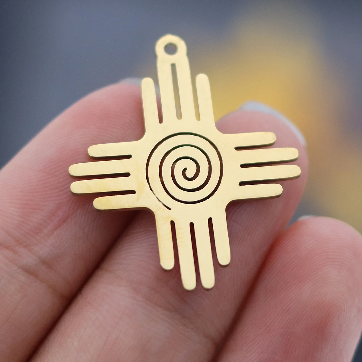 3pcs Healing Warmth Amulet Mexico Zia Sun Symbol Charm DIY Jewelry Making Fashion Earring Necklace Bracelet Pendants Accessories view 5