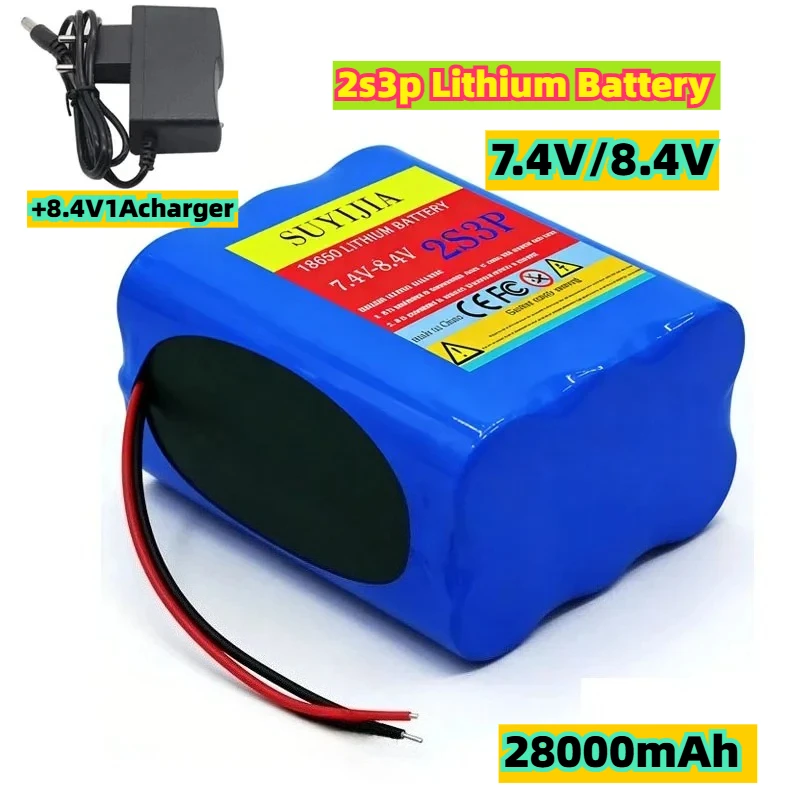 

2s3p 7.4V/8.4V 28Ah 18650 Lithium Battery Suitable for Bicycle Lights, Fishing Lights, and Remote Control Ship Audio