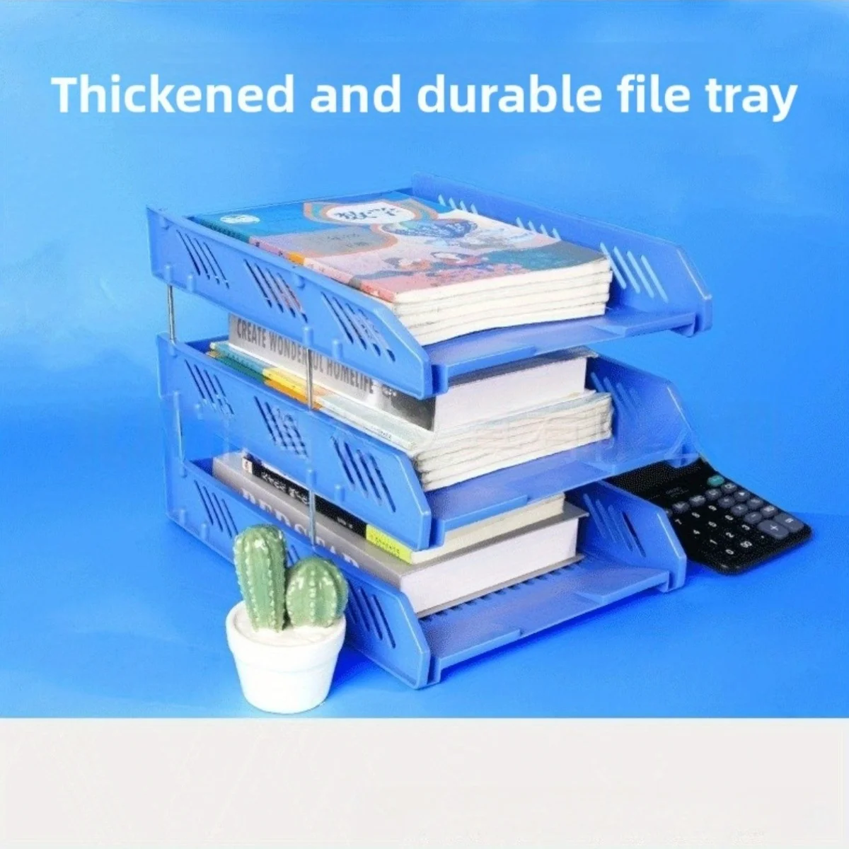 

2-Tier Desktop Organizer with Open Grid Design - Heavy-Duty PVC File Rack, Space-Saving Two-Tier Shelf for Home Office, Desk