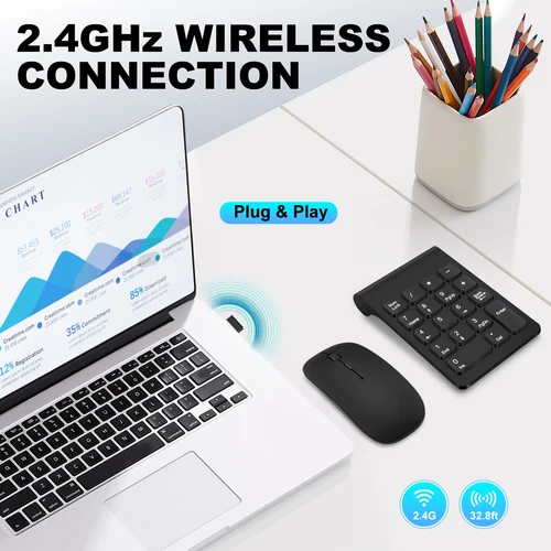 Imagen 2 del producto Lefon-Teclado numérico inalámbrico, 18 teclas, Mini teclado numérico Digital, Banco de contabilidad, juego de ratón para PC, portátil y Notebook