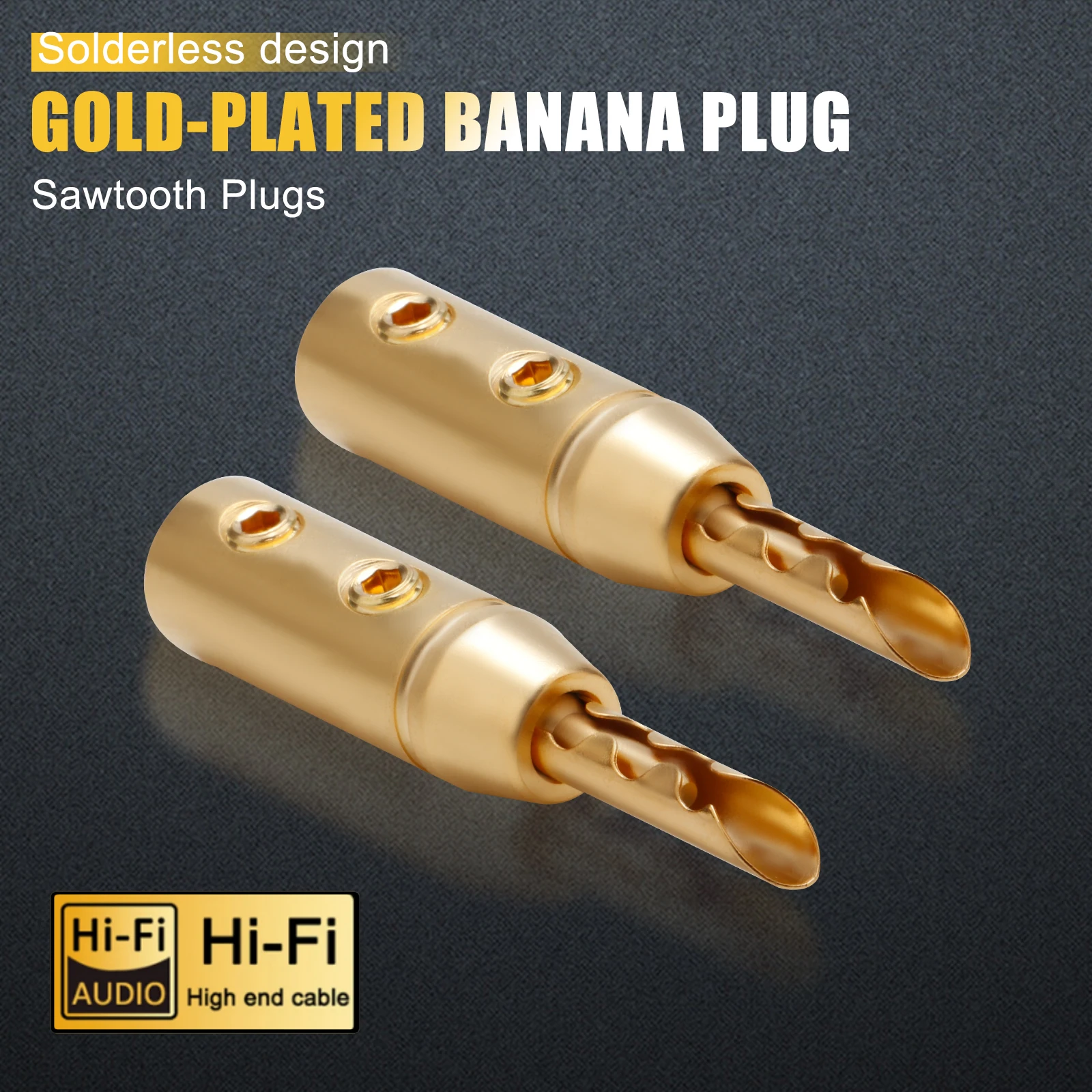 BA1419/1417R/1417S Plugue conector banana tipo Z banhado a ouro/ródio/prata (4,5 mm) para cabos de alto-falante de reprodutor de CD de amplificador de áudio Hi-fi