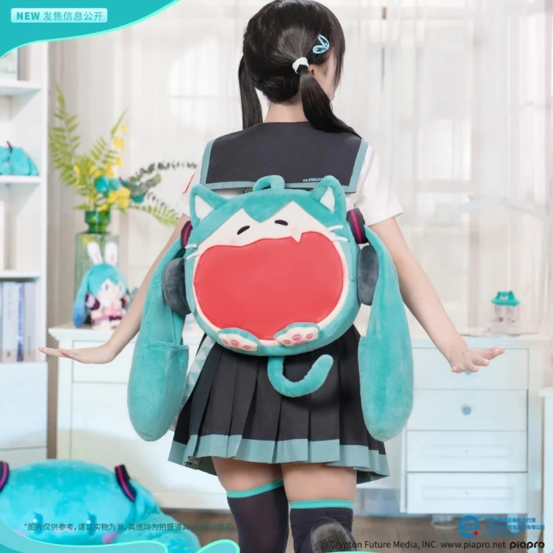 2024 Bw Hatsune Miku Cat Shoulder Bag New Bilibiliworld Cat Miku Backpack Cute Anime Girl Plush Knapsack Student Bag Gifts Toys