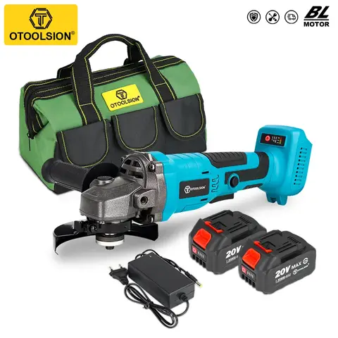 OTOOLSION 브러시리스 앵글 연마기, 3 단 연삭 절단기, 연마 기계, 무선 전동 공구, 마키타 배터리, 125mm