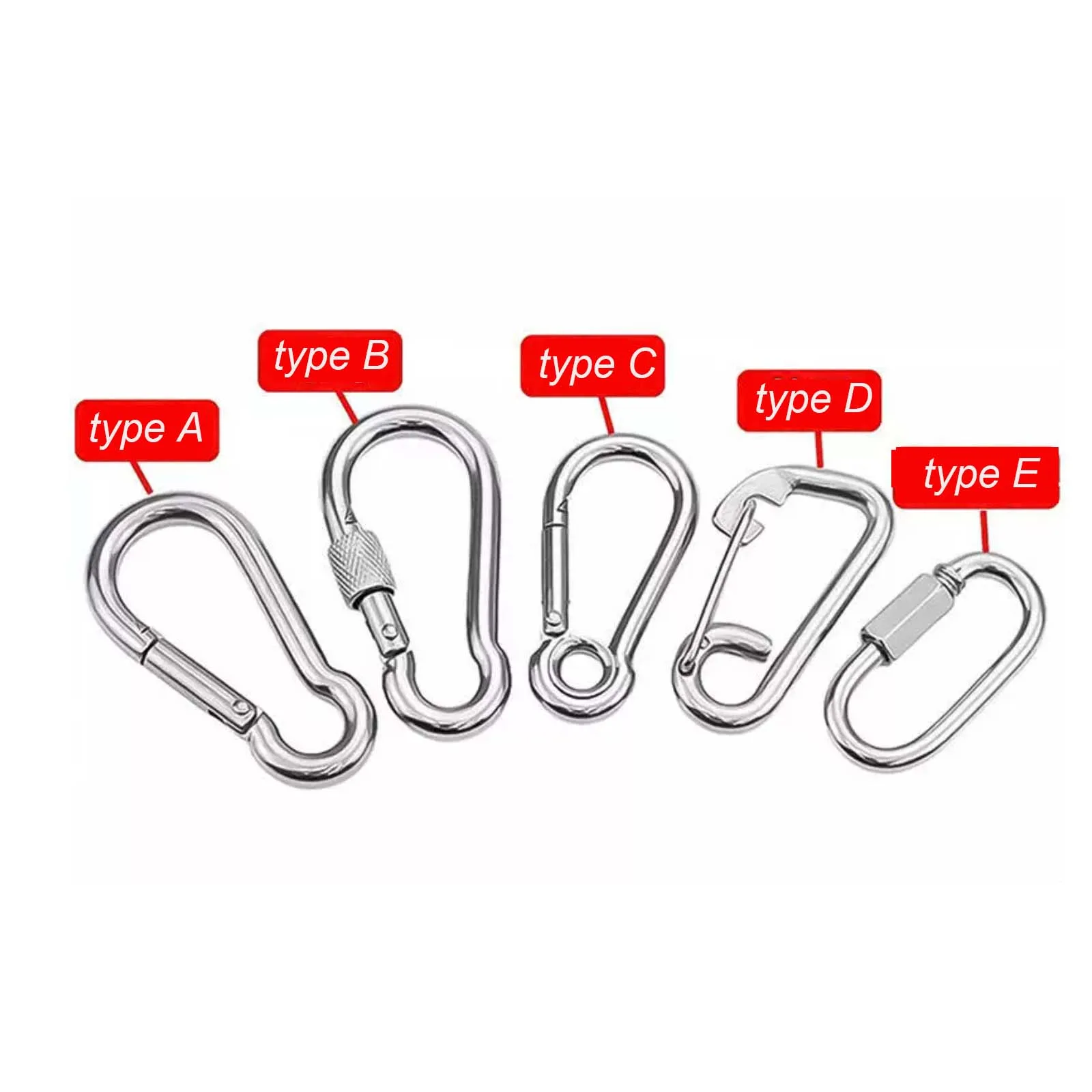 1 Stück 304 Edelstahl Federschnappverschluss Karabiner D-Ring Sicherheitsclip Schnellverbindungsklammer für Outdoor Camping Wandern