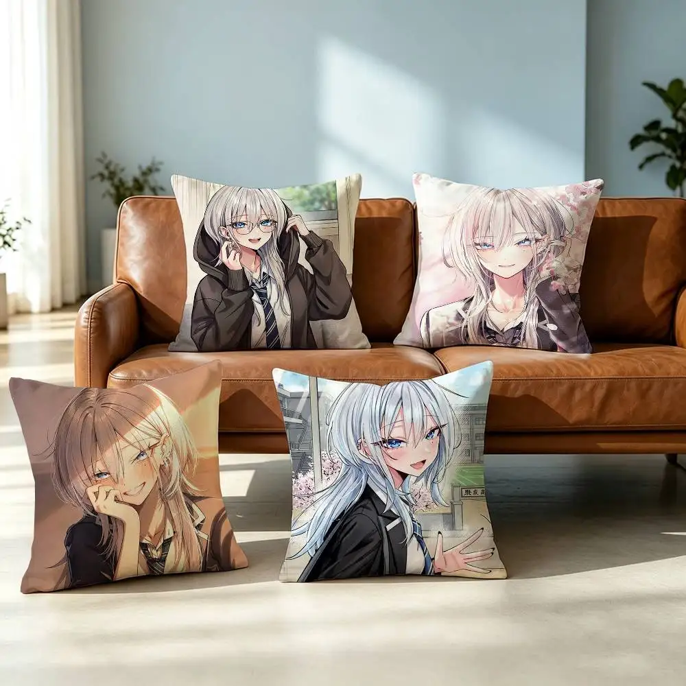 Haimiya Senpai wa Kowakute Kawaii Square Double-Sided printed Pillow Case Bedroom Bedside Pillow Sofa Cushion Cover Gift