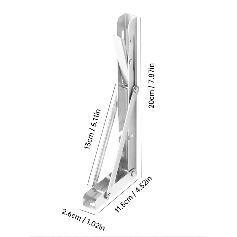 Supports d'étagère pliants robustes de 8 pouces, 2 pièces, support de Billy droit triangulaire, Table d'établi murale avec vis