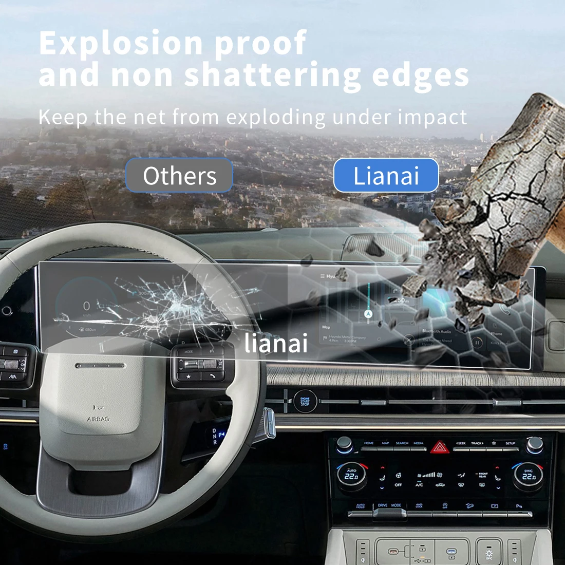 Protecteur d'écran Carplay, Film de protection en verre trempé, autocollants de navigateur de voiture, accessoires pour 25 HYUNDAI SANTA