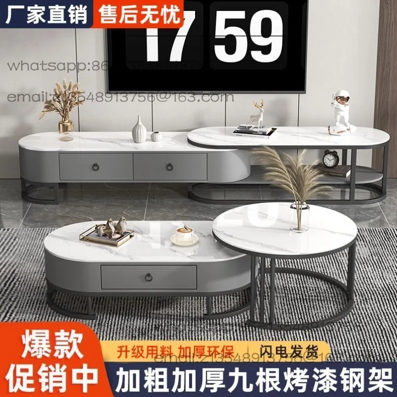 Light luxury single coffee table combination bright rock slab small apartment retractable simple with drawers