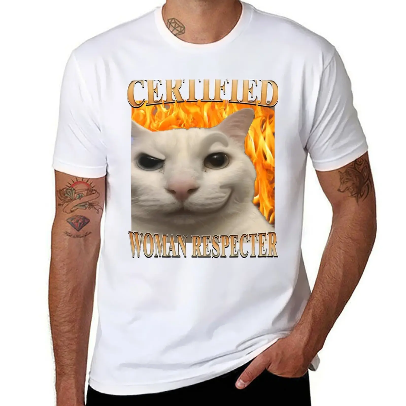 

Certified Woman Respecter Funny Cat T-Shirt man t shirt cotton high quality man t shirts for men casual T-Shirt