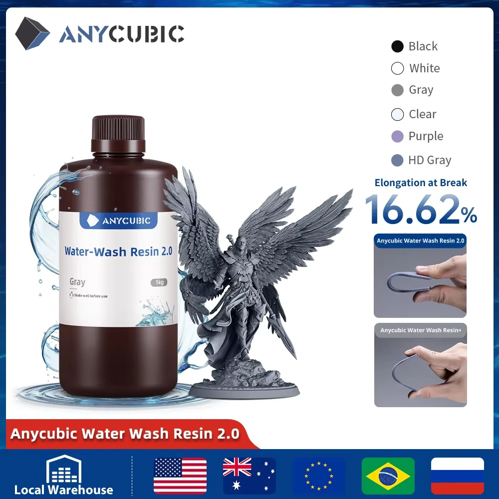 ANYCUBIC Water Washable Resin Low Odor Low Viscosiy 405nm UV Resin For LCD 3D Printing High Precision 3D Printer Resin
