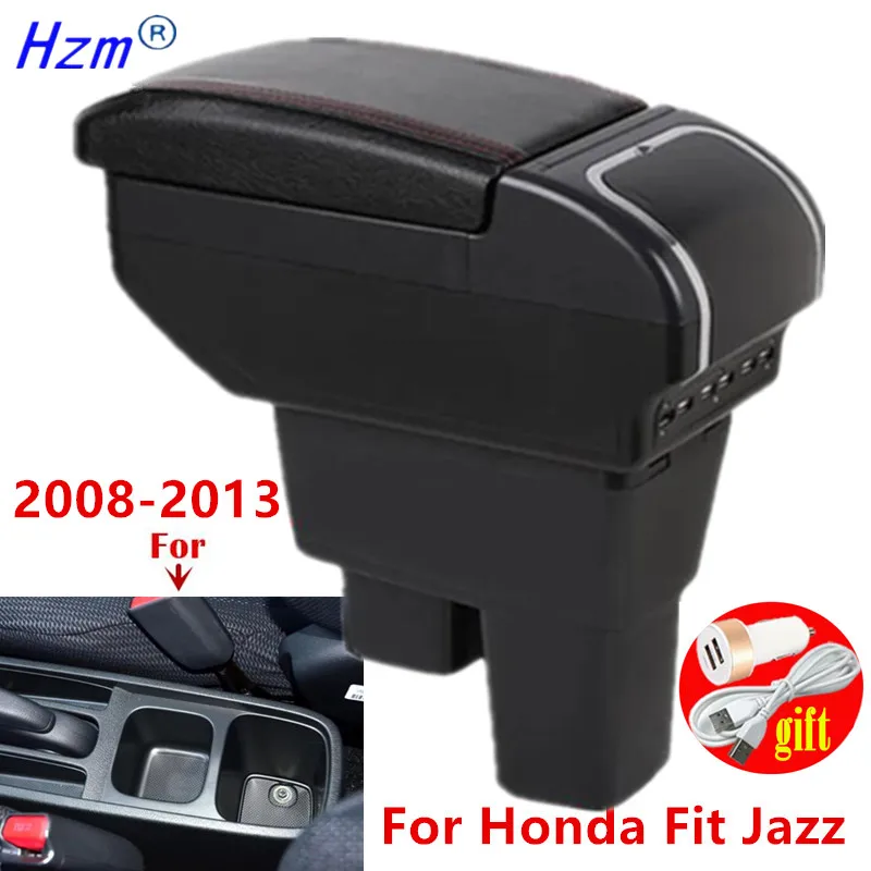 

Подлокотник для автомобиля Honda Jazz, подлокотник для Honda Fit Jazz 2 2008-2013, ящик для хранения, автомобильные аксессуары