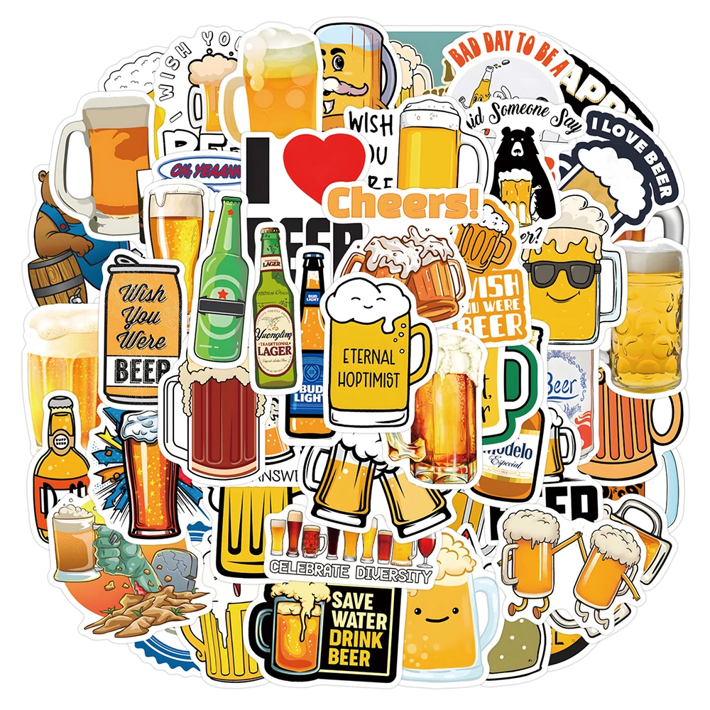 10/30/50/110pcs Beer Oktoberfest Cartoon Graffiti Sticker Funny Decals Decoration DIY Water Bottle Phone Waterproof Sticker Gift