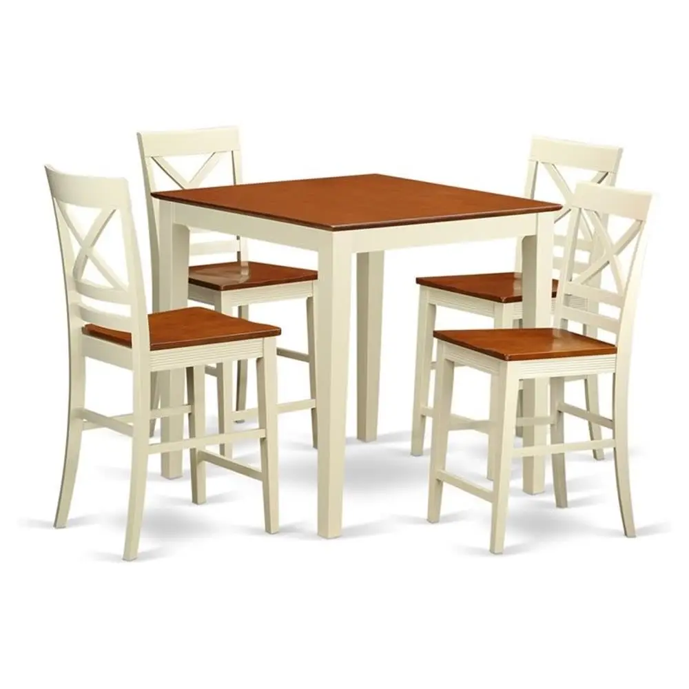 5 Piece Kitchen Counter Set Includes a Square Dining Room Table and 4 Dining Chairs, 36x36 Inch,, Customized