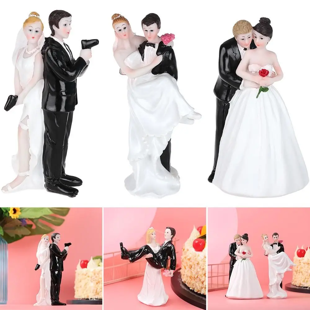 Romantic Elegant Wedding Decoration Figurine Gift Birthday Anniversary Synthetic Resin Bride&Groom Couple Cake Topper