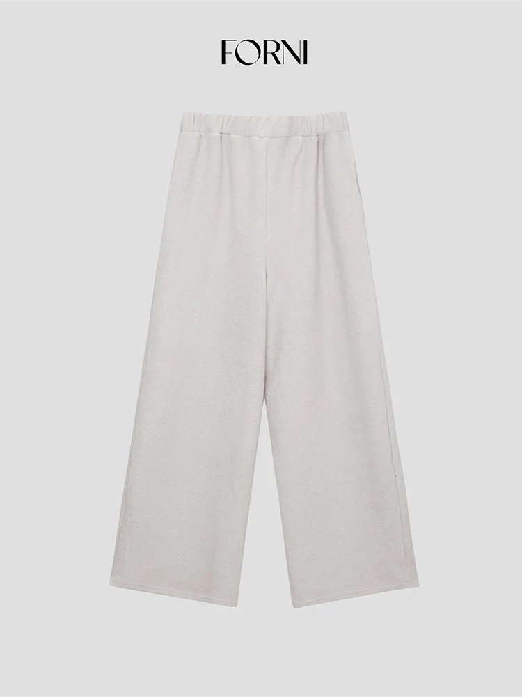 

FORNIYOYO Thiened Towel Material Fce Wide Leg Casual Pants Loose Straight Cut Comfortable Women's Autumn Low Waist Trousers