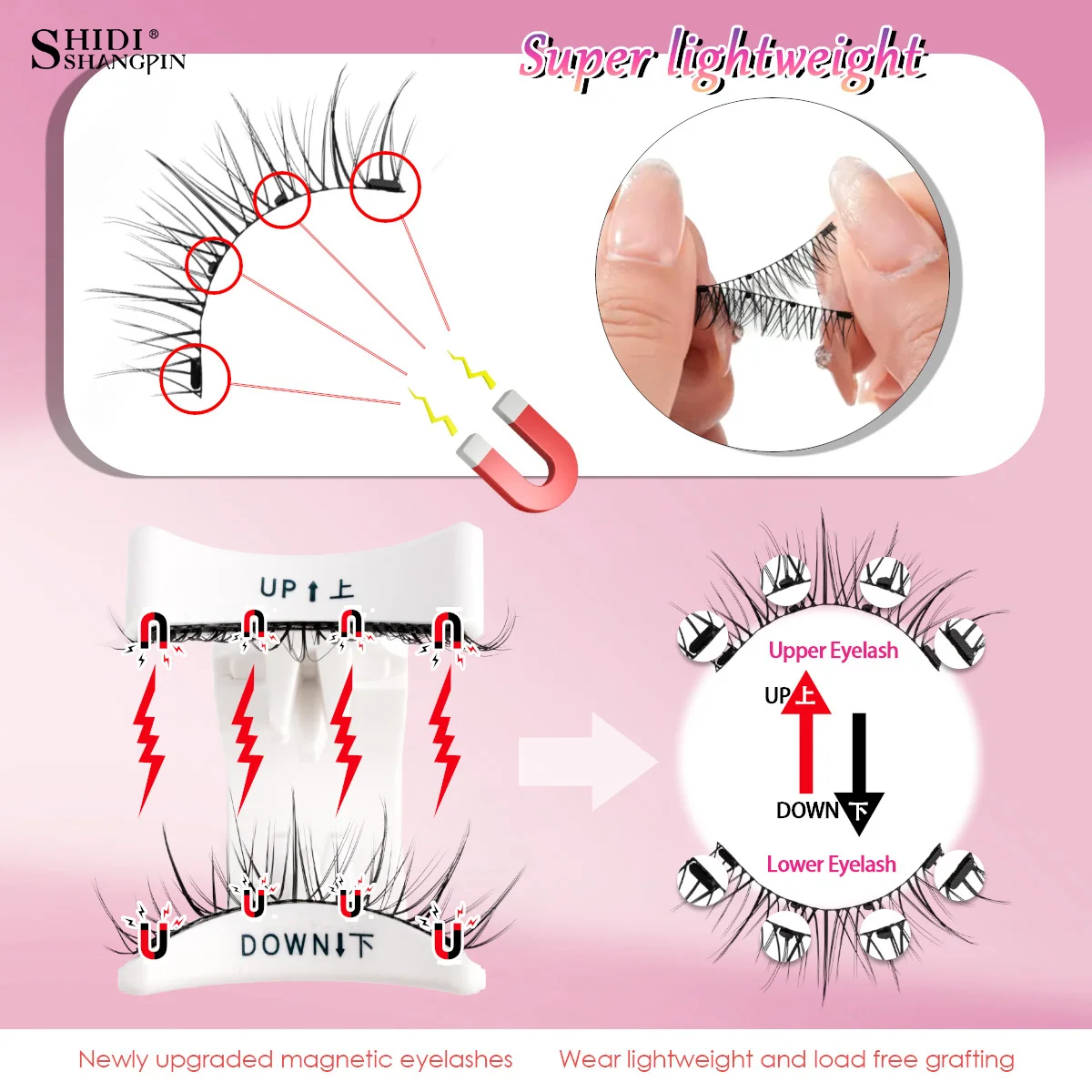 Ensemble de faux cils magnétiques réutilisables avec applicateur, cils moelleux, look naturel, sans colle, besoin de maquillage, 2 paires