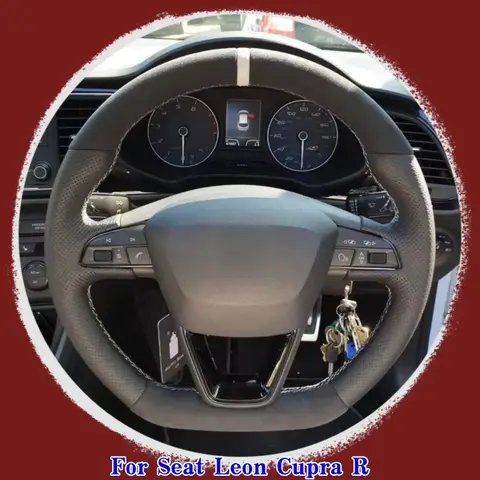 Seat Leon Cupra R, Leon ST Cupra, Leon ST Cupra Ateca, Cupra Ateca FR için Özel Süet Deri Örgülü Araba Direksiyon Simidi Kılıfı