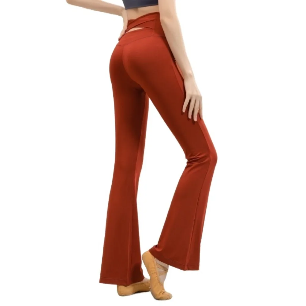 

Leggings With Velvet Yoga Pants Micro Flared Crisscross Straps Fitness Pants Breathable Quick Drying High Elastic Pants Winter