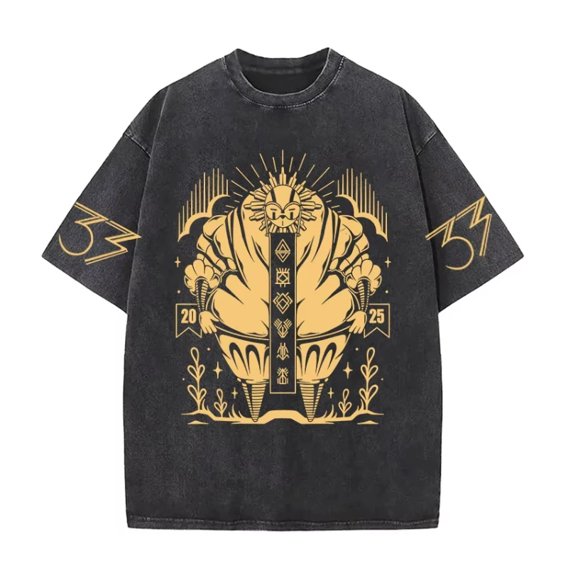 

Esquie Clair Obscur Expedition 33 Vintage Washed Graphic T Shirts Men Women Classic Punk Short Sleeve T-shirt Unisex Streetwear