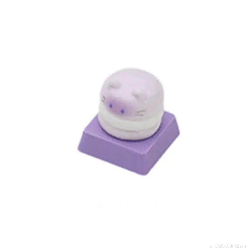 D5BB Rounded 3D Feline Cake Keycap for Plus-Shaped Stem Mechanical Keyboards, Decorative Single-Button Replacement Accent