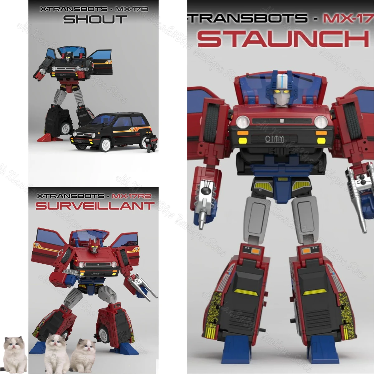

【Большая скидка】Трансформированные игрушки X-Transbot MX-17B Shout MX-17R Staunch MX-17R2 SURVEILLLANT G1 Фигурка Робот Игрушки с коробкой