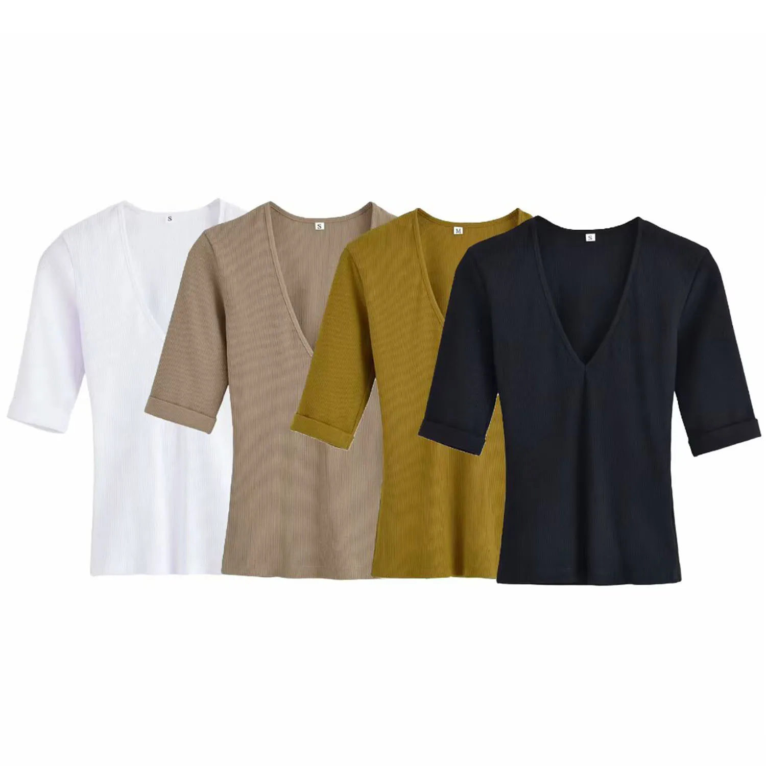

Y2K Thin Women Casual Tees Short Sleeve Top Casual T-shirt Daily Women Top 2025 New Autumn Solid Basic Short Tops For Women