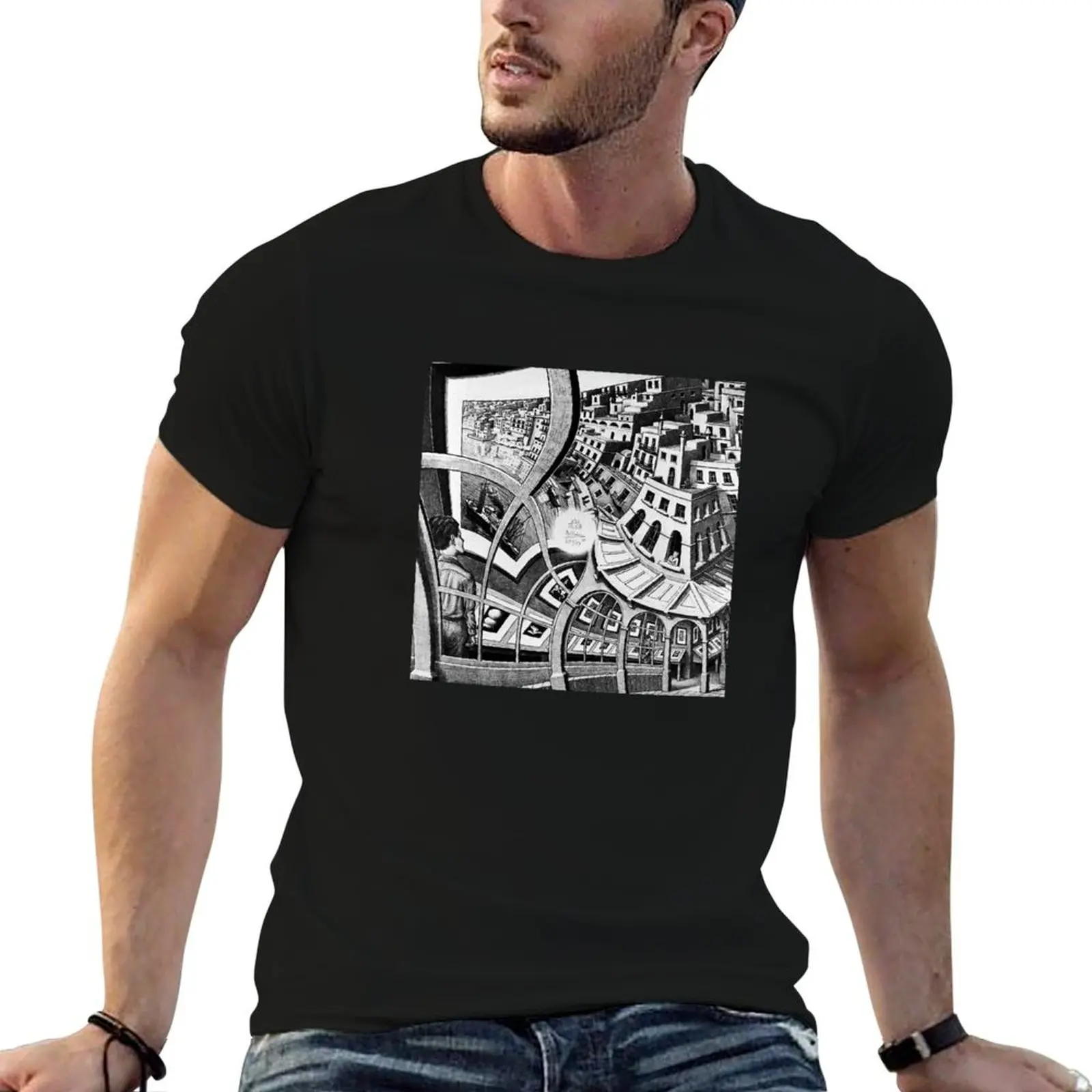 Artwork By Maurits cornelis Escher ( 1898 - 1972 ), Netherlands T-Shirt Work Basic Short Sleeve Top