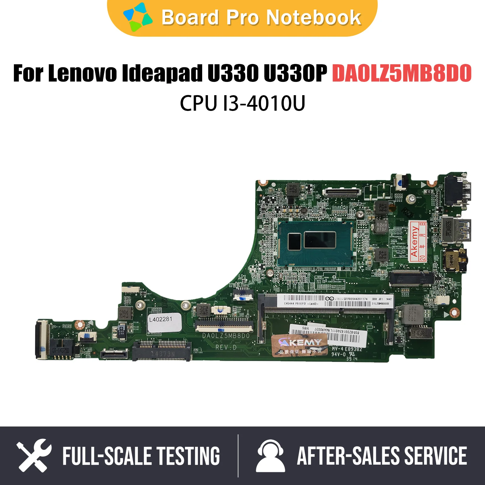 

DA0LZ5MB8D0 Notebook Mainboard For Lenovo Ideapad U330 U330P U330T Laptop Motherboard With I3-4010U CPU DDR3 Fully Tested