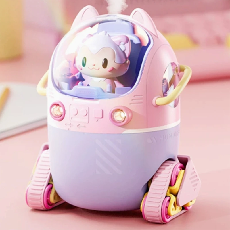 PHILE-Portable Home Humidifier Office USB Cute Cartoon Tank Car 220ML Air Humidifier With LED Light