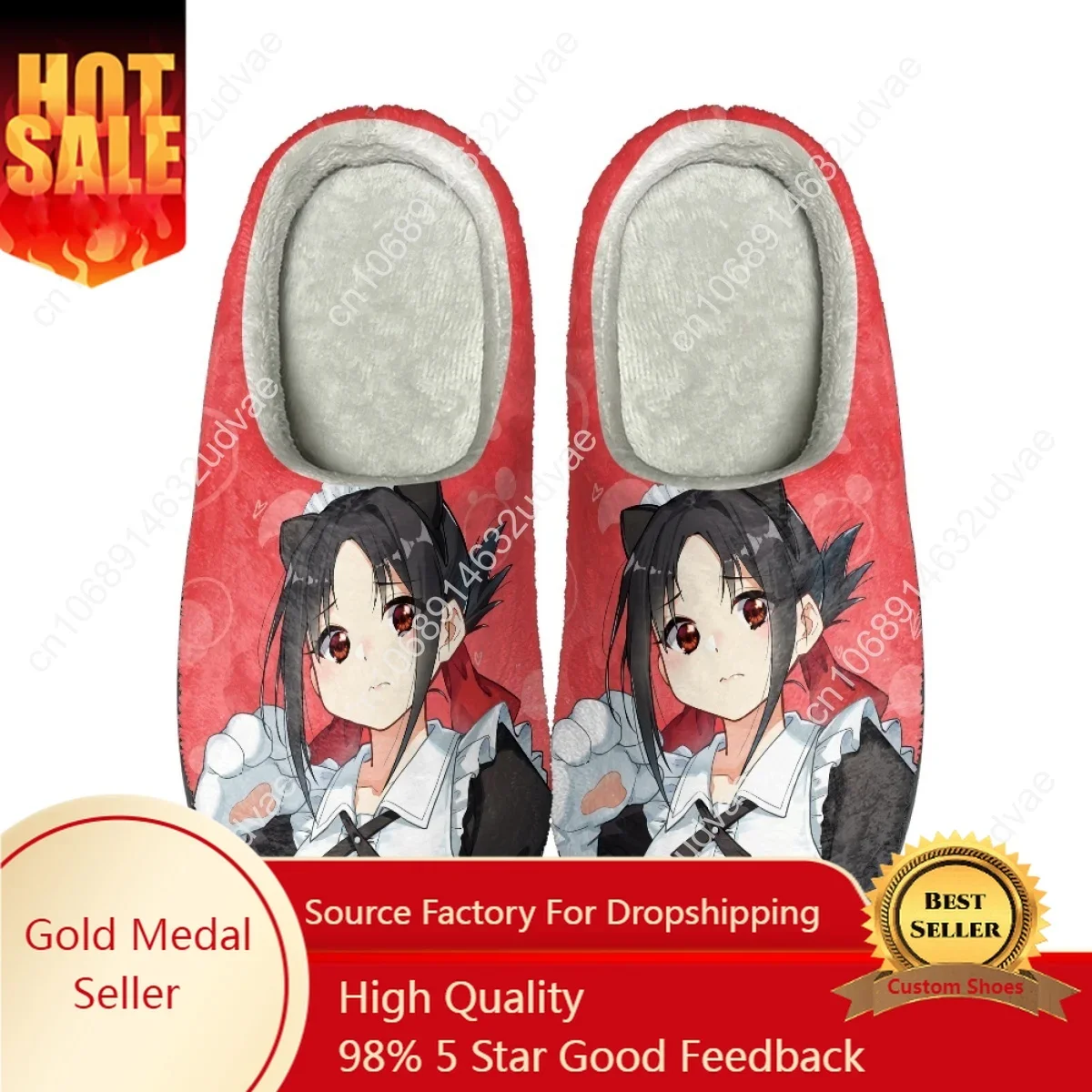 

Kaguya-sama Love is War Design Winter Footwear Women Non Slip Versatile Flats Shoes Sllides Casual Indoor Warm Cotton Slippers