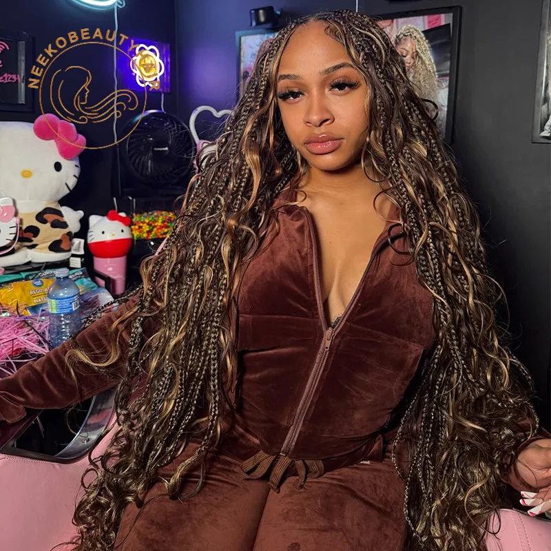 الجسم موجة السائبة الشعر البشري الشوكولاته اللون البني لا لحمة 100 جرام/الحزمة مزيج تسليط الضوء على براون بوهو الضفائر شعر الإنسان تجديل الشعر