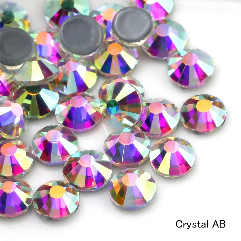 DUCRYSTAL Bling Bling Hot Fix Colorful Rhinestones for Nail Art Fabric Bag Iron On Flat Back Gold Crystal Gems for DIY Craft