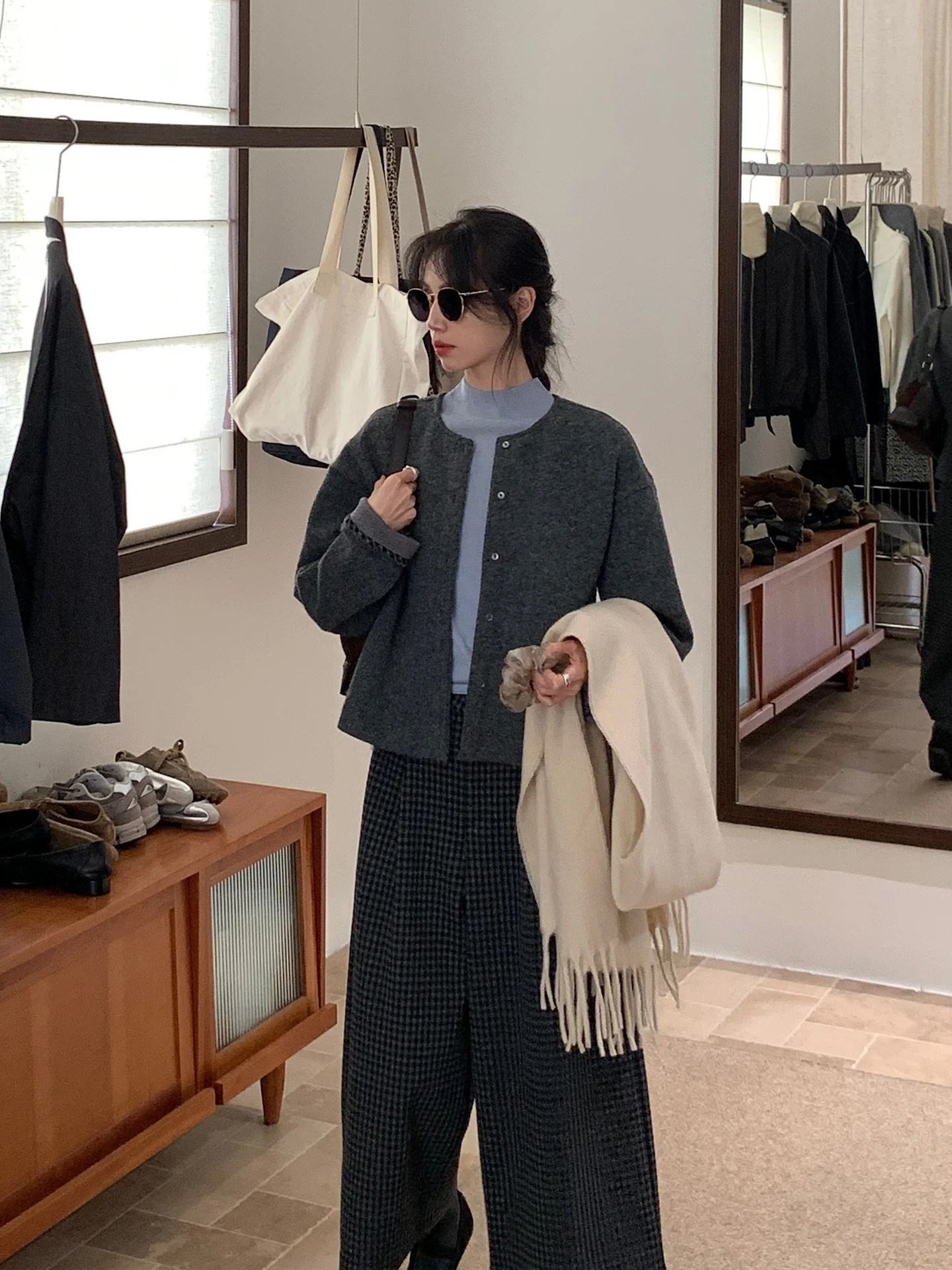 

Корейское модное женское пальто с круглым вырезом и фактурной поверхностью, осенняя новинка, укороченное, для женщин, разных размеров