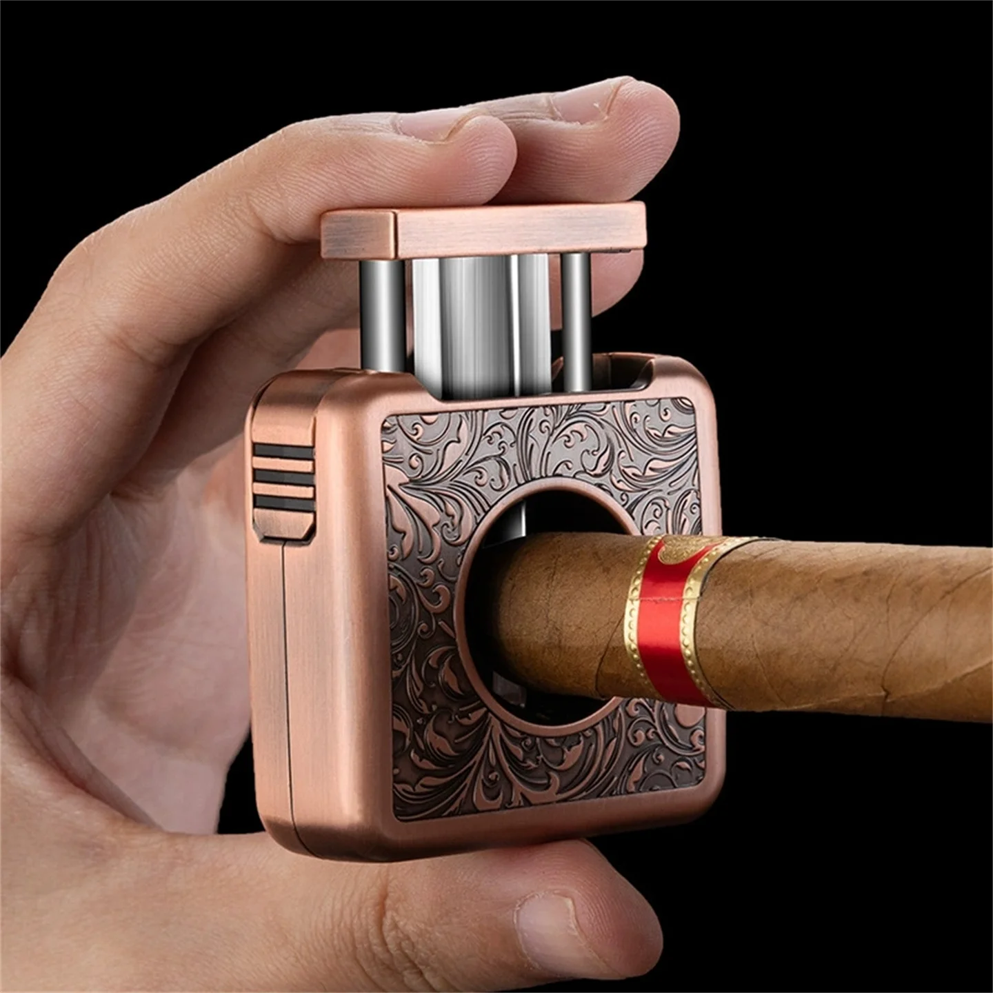 4-In-1 Multi-Functional Cigar Cutter With Cigar Drill / Holder / Needle Cigar Scissor Packaged In A Gift Box